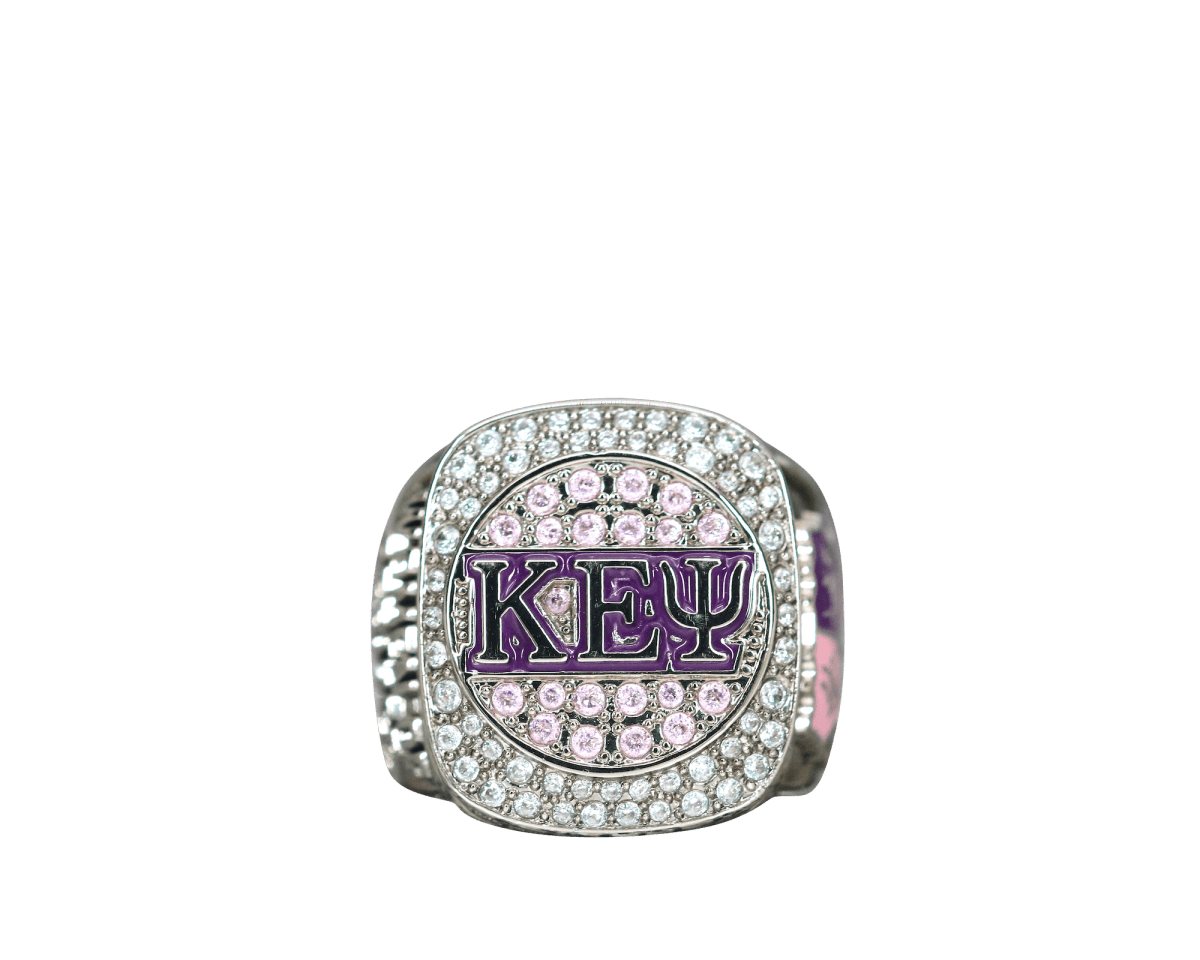 Kappa Epsilon Psi Military Sorority Ring (KEΨ) - Shine Series, Silver - fratrings