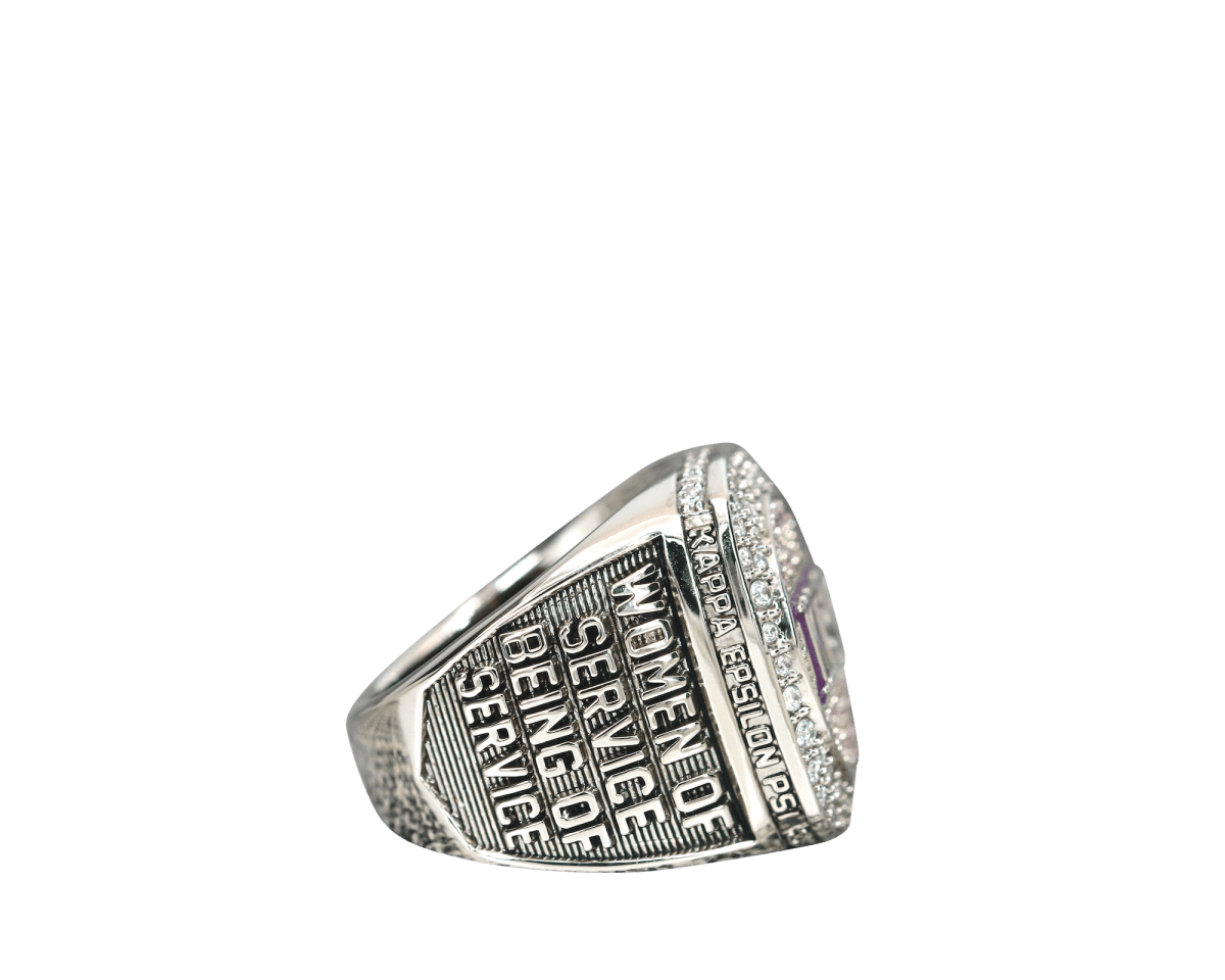Kappa Epsilon Psi Military Sorority Ring (KEΨ) - Shine Series, Silver - fratrings