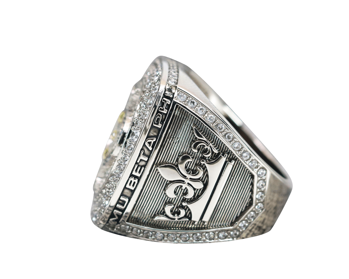 Mu Beta Phi Fraternity Ring (ΜΒΦ) - Shine Series, Silver - fratrings