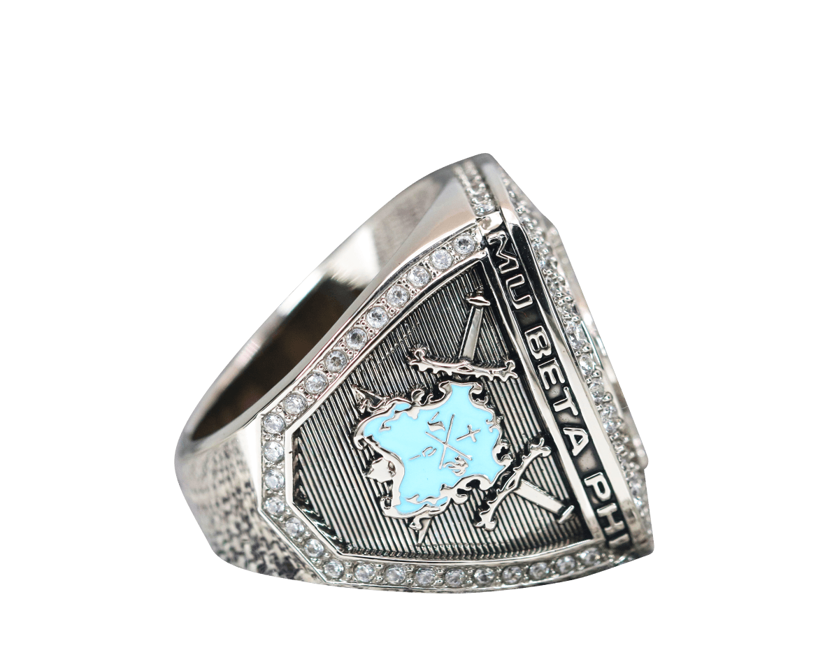 Mu Beta Phi Fraternity Ring (ΜΒΦ) - Shine Series, Silver - fratrings