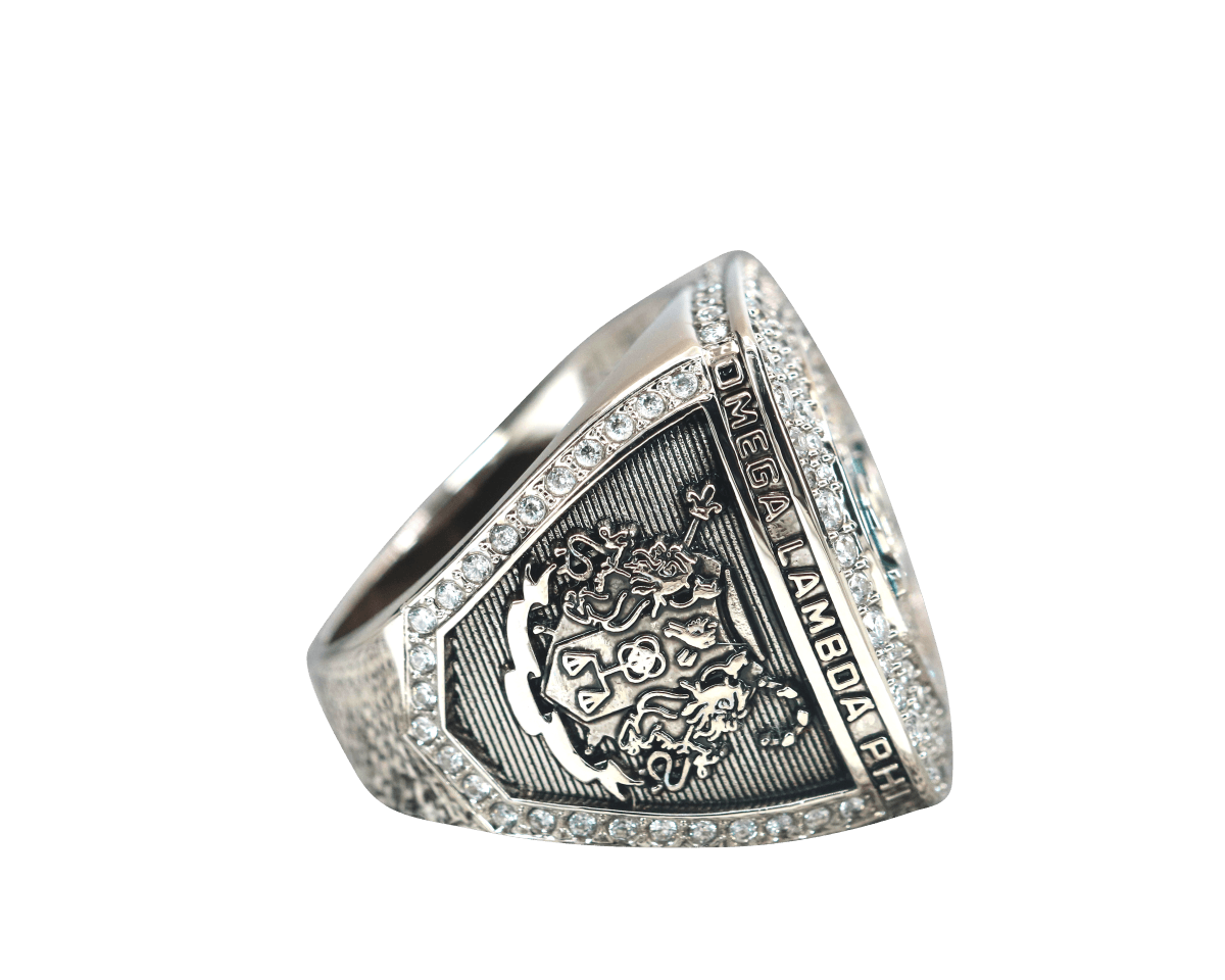 Omega Lambda Phi Fraternity Ring (ΩΛΦ) - Shine Series, Silver - fratrings