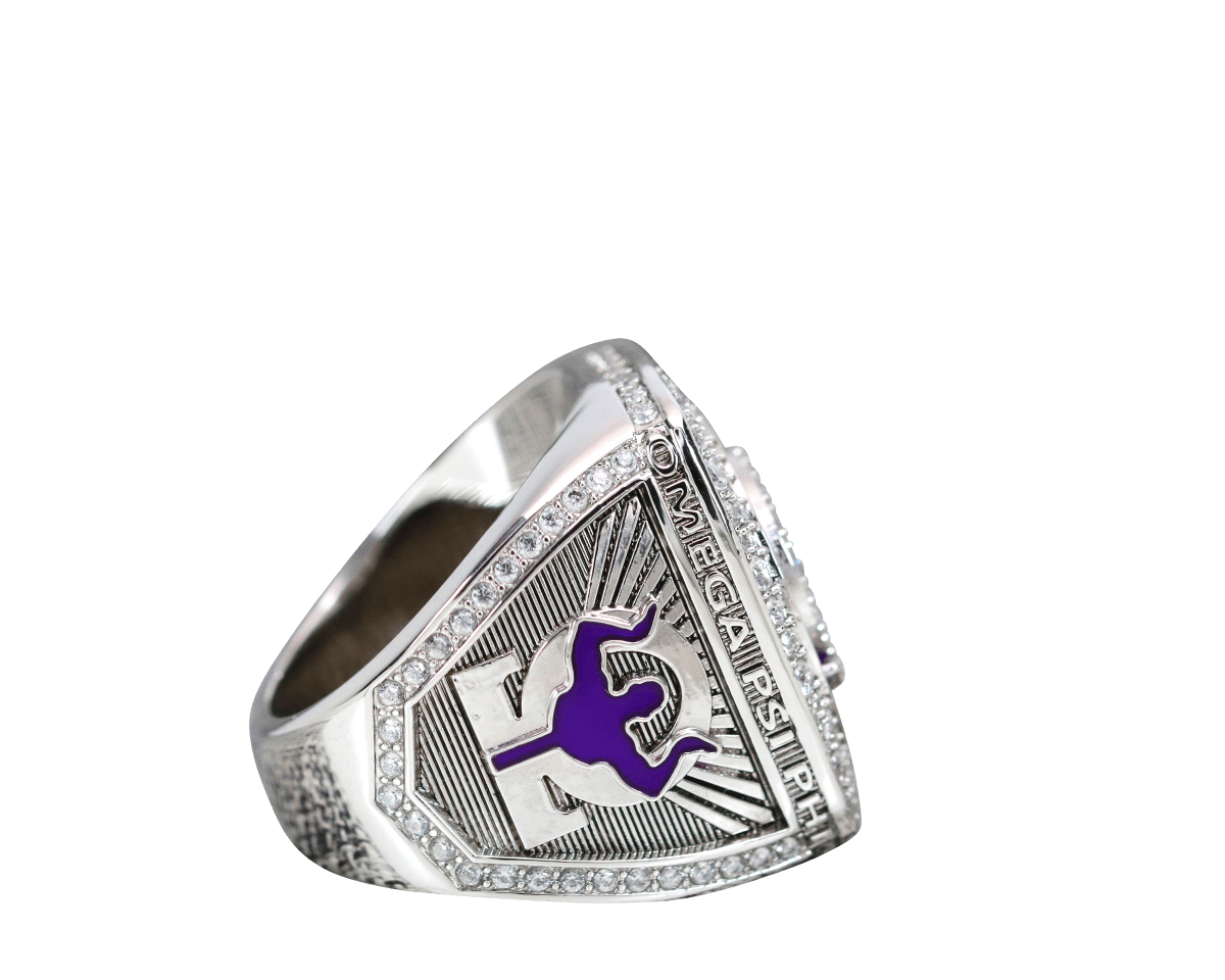 Omega Psi Phi Fraternity Ring (ΩΨΦ) - Shine Series, Silver - no background, right view