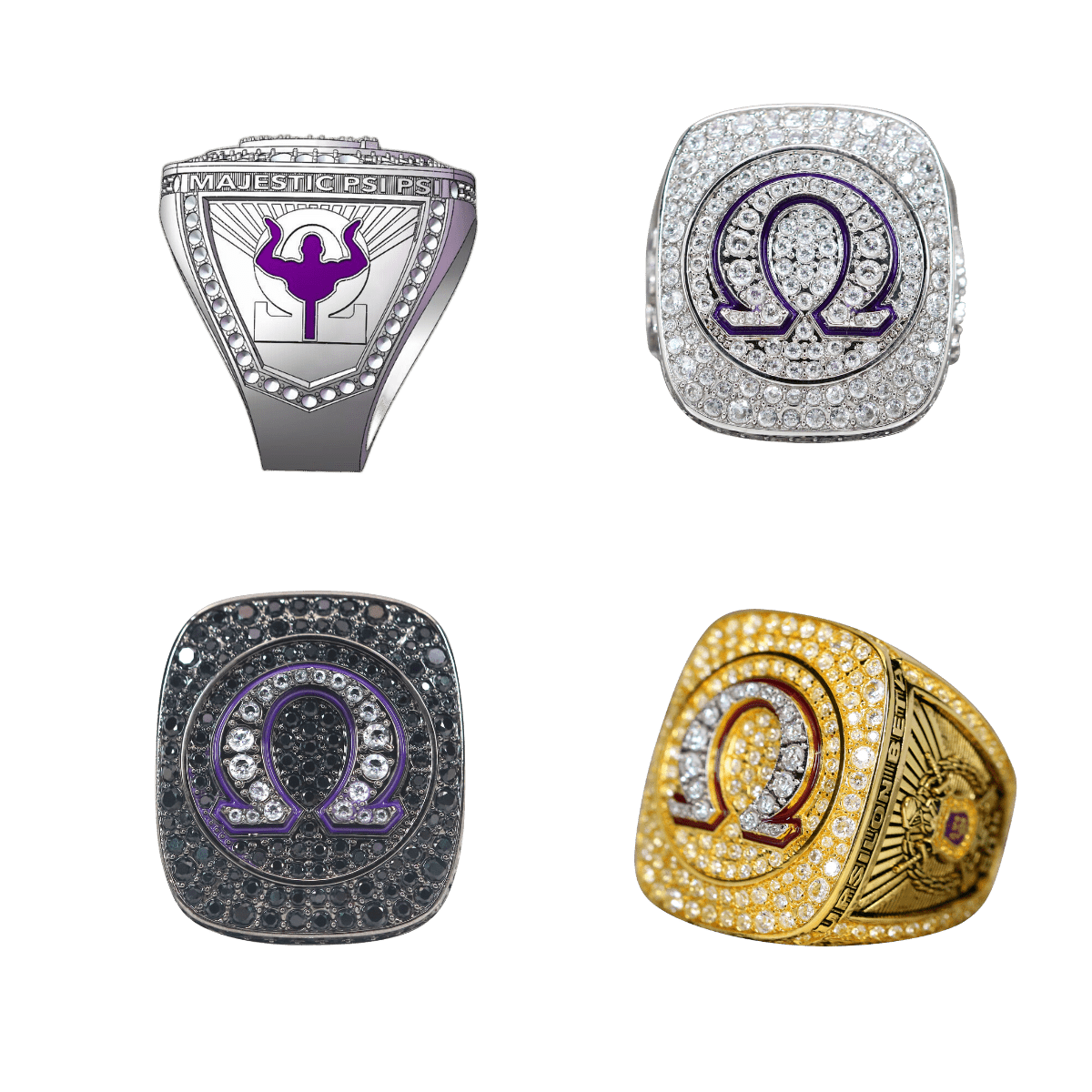 Omega Psi Phi Fraternity Ring (ΩΨΦ) - Shine Series Special "MAJESTIC PSI PSI" Version - fratrings