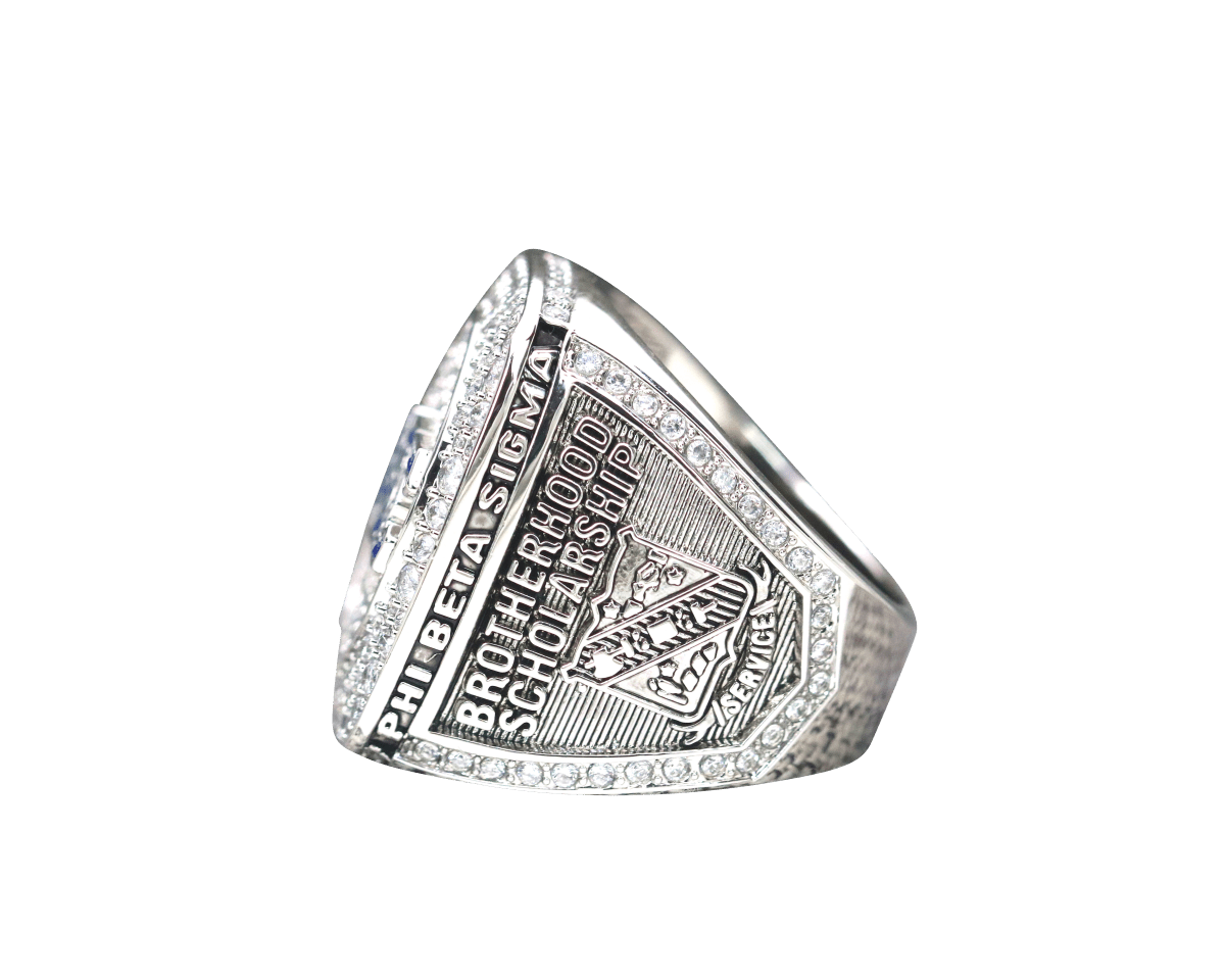 Phi Beta Sigma Fraternity Ring (ΦΒΣ) - Shine Series, Blue Stones Silver - fratrings