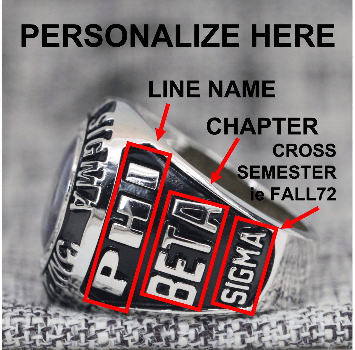 Phi Beta Sigma Fraternity Ring (ΦΒΣ) - Classic Man Series, Silver - fratrings