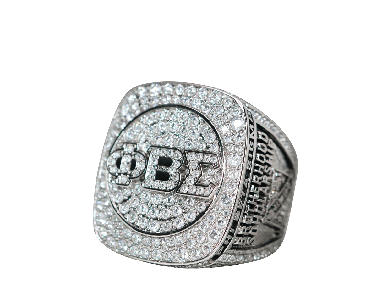Phi Beta Sigma Fraternity Ring (ΦΒΣ) - Shine Series, White Stones Silver - fratrings