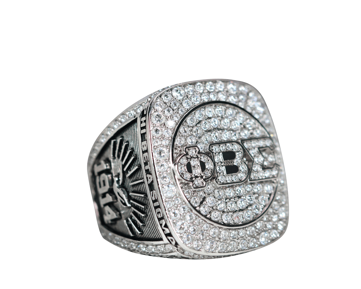 Phi Beta Sigma Fraternity Ring (ΦΒΣ) - Shine Series, White Stones Silver - fratrings