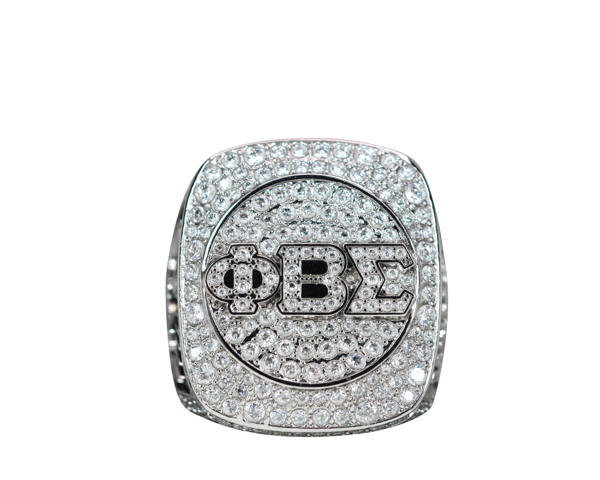 Phi Beta Sigma Fraternity Ring (ΦΒΣ) - Shine Series, White Stones Silver - fratrings