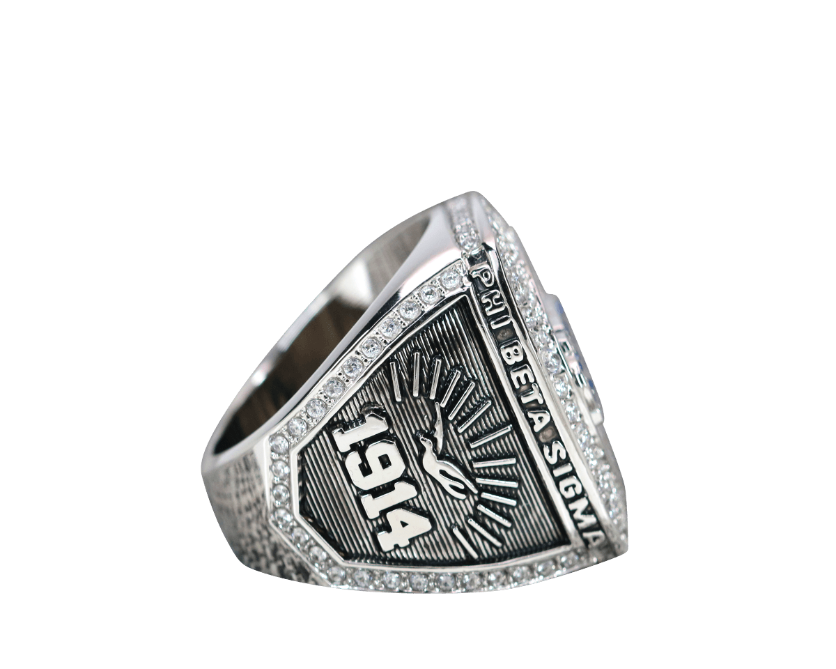 Phi Beta Sigma Fraternity Ring (ΦΒΣ) - Shine Series, White Stones Silver - fratrings