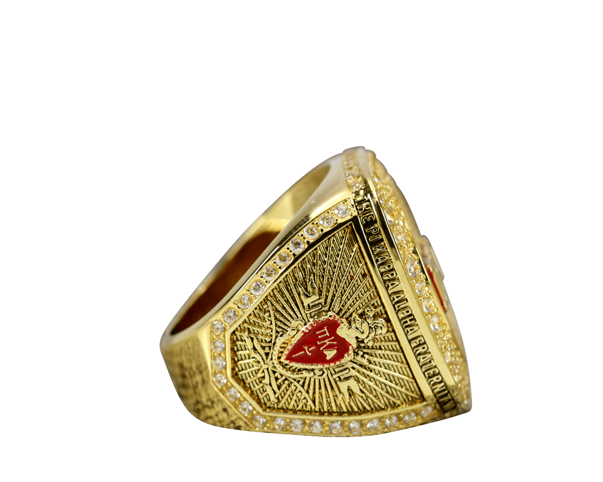 Pi Kappa Alpha PIKE Fraternity Ring (ΠΚΑ) - Shine Series, Yellow Gold Face - fratrings