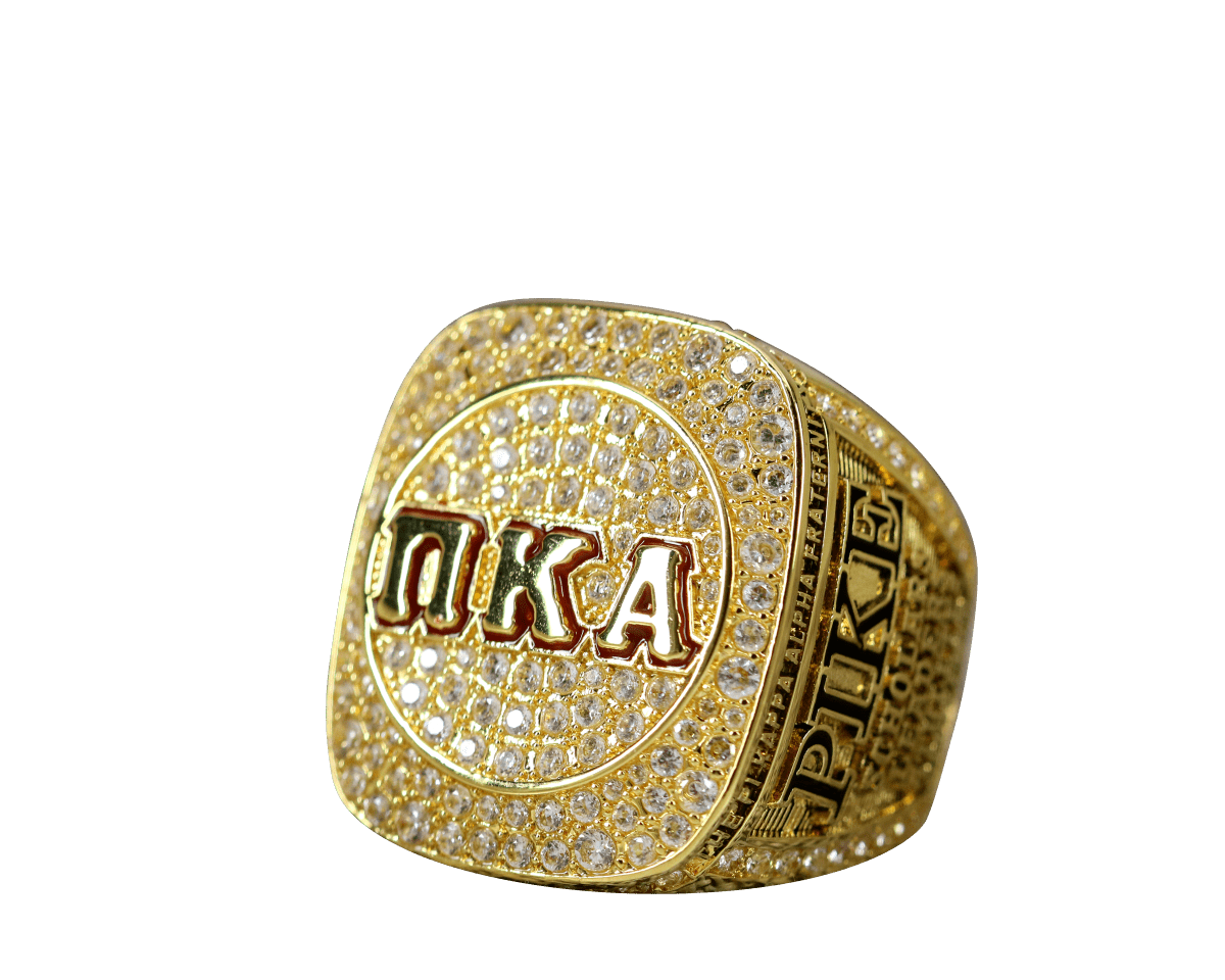 Pi Kappa Alpha PIKE Fraternity Ring (ΠΚΑ) - Shine Series, Yellow Gold Face - fratrings