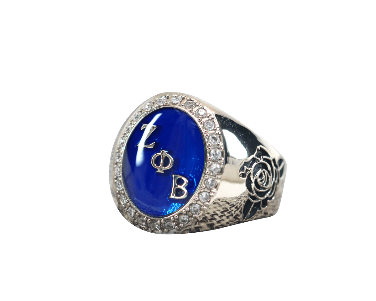 Zeta Phi Beta Sorority Ring (ΖΦΒ) - Flower Series, Silver - fratrings