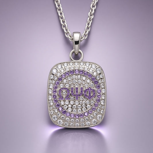 Omega Psi Phi "Big Stepper" Pendant Necklace, Silver Series