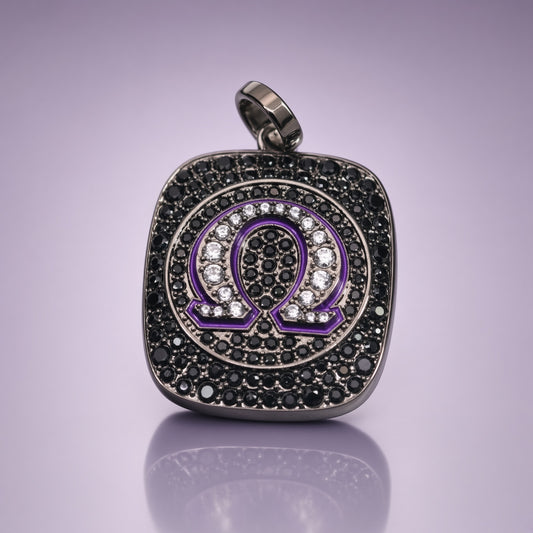 Omega Psi Phi Pendant Necklace - Shine Series, Black Nickel
