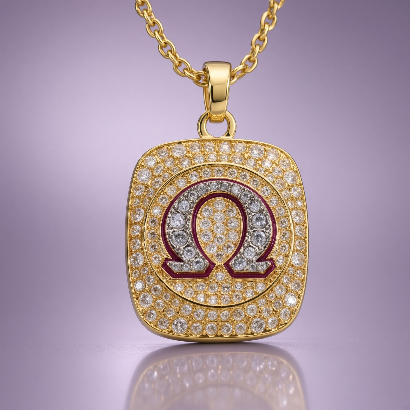 Omega Psi Phi Pendant Necklace - Shine Series, Gold
