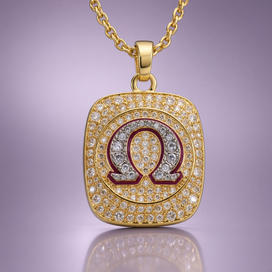 Omega Psi Phi Pendant Necklace - Shine Series, Gold