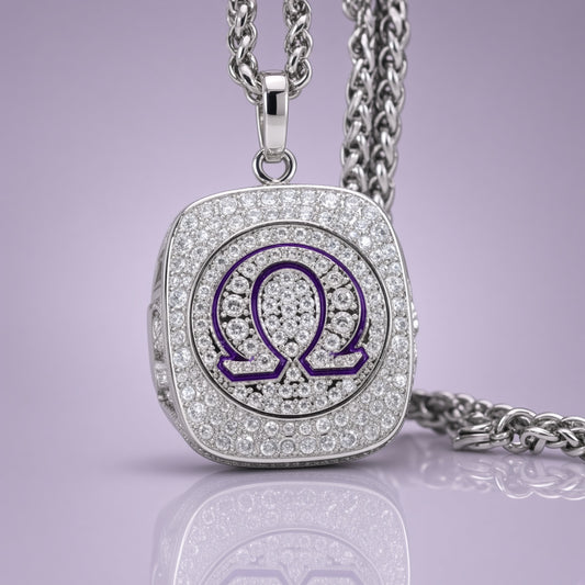 Omega Psi Phi Pendant Necklace - Shine Series, Silver