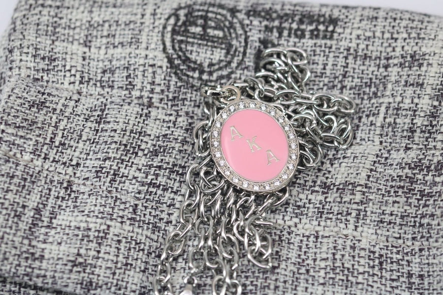 Alpha Kappa Alpha Pendant Necklace (AKA) - Flower Series, Silver - fratrings