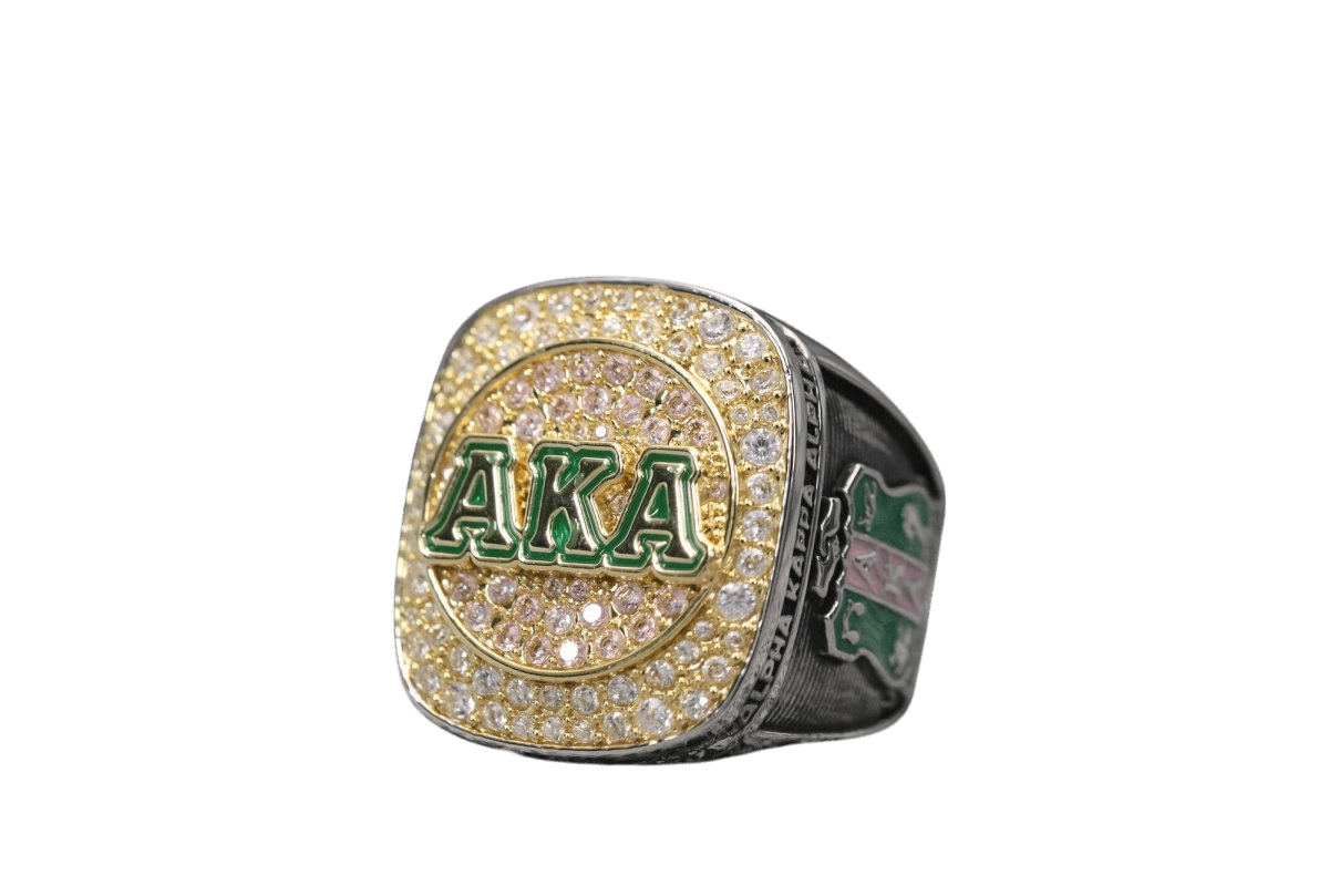 Alpha Kappa Alpha Sorority Ring (AKA) - Shine Series, Dual Finish - fratrings