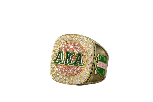 Alpha Kappa Alpha Sorority Ring (AKA) - Shine Series, Gold - fratrings