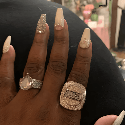 Alpha Kappa Alpha Sorority Ring (AKA) - Shine Series, Silver - fratrings