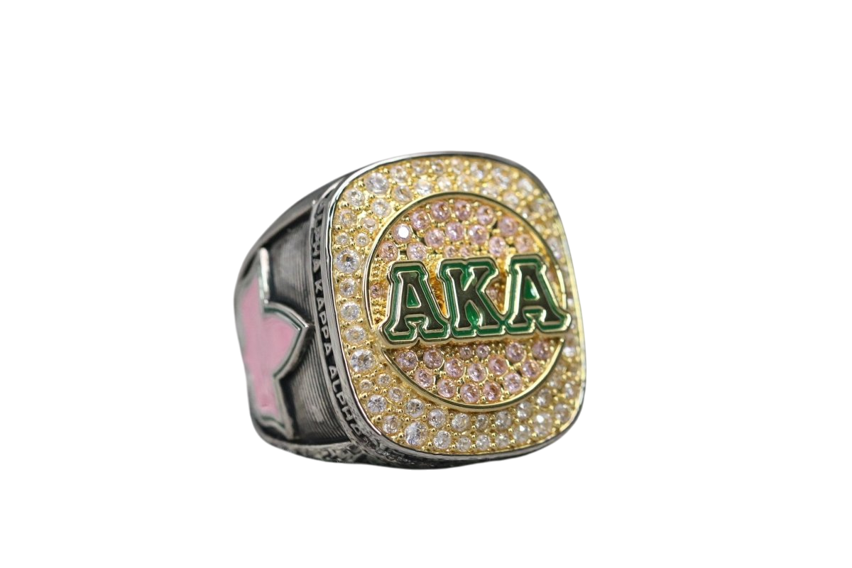 Alpha Kappa Alpha Sorority Ring (AKA) - Shine Series, Yellow Gold Face - fratrings