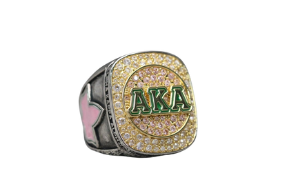 Alpha Kappa Alpha Sorority Ring (AKA) - Shine Series, Yellow Gold Face - fratrings