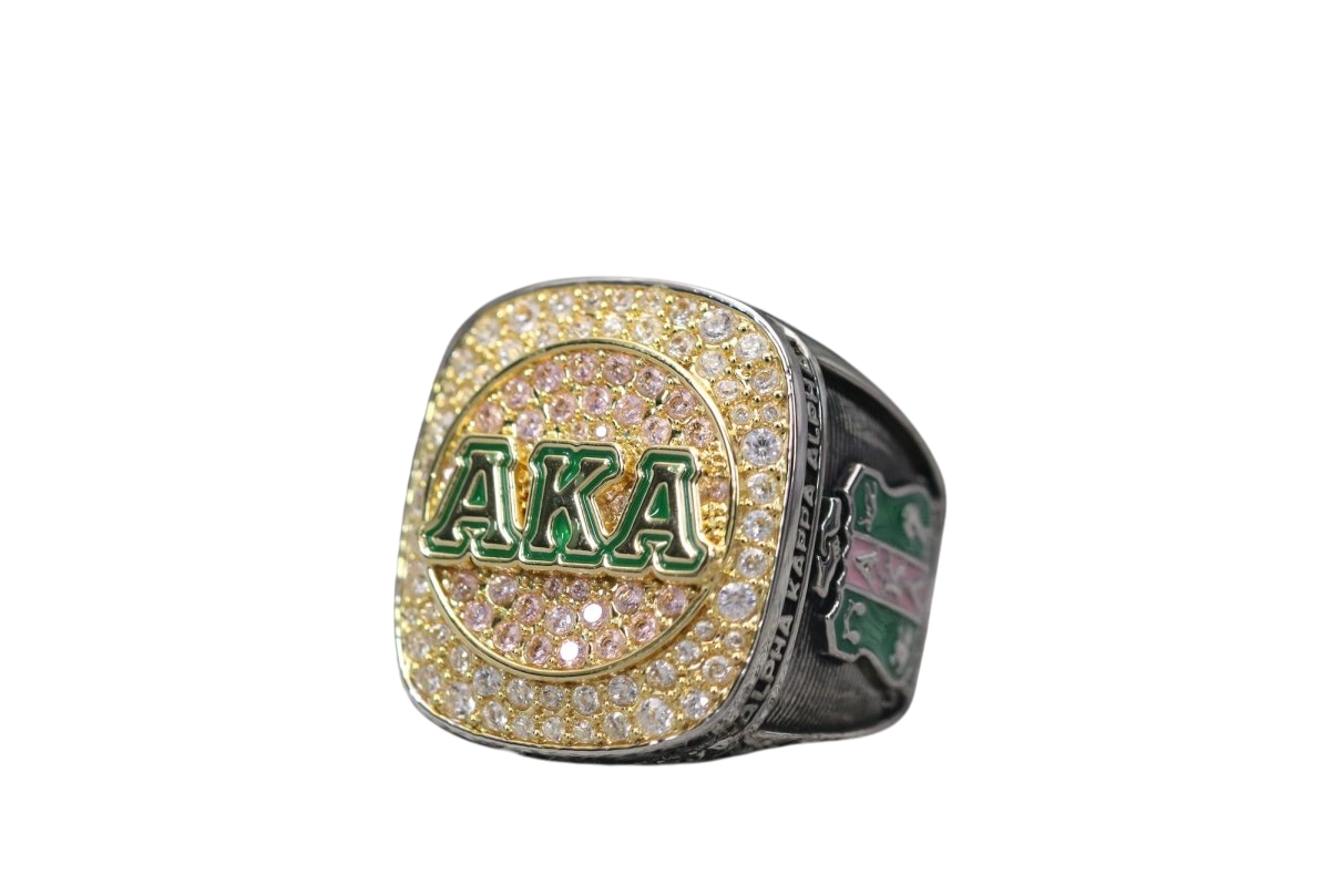 Alpha Kappa Alpha Sorority Ring (AKA) - Shine Series, Yellow Gold Face - fratrings