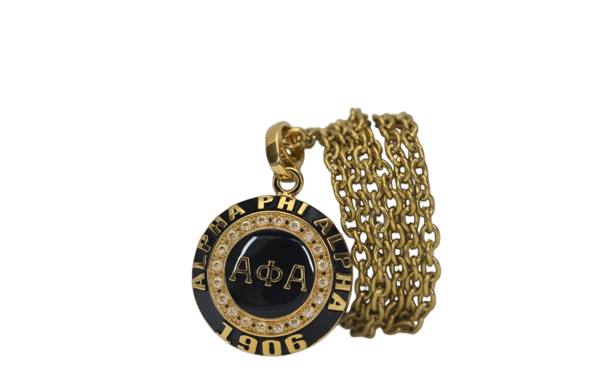 Alpha Phi Alpha Fraternity Pendant Necklace (ΑΦΑ) - Classic Man Series, Gold - fratrings