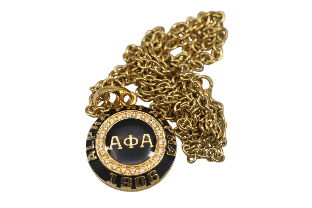 Alpha Phi Alpha Fraternity Pendant Necklace (ΑΦΑ) - Classic Man Series, Gold - fratrings