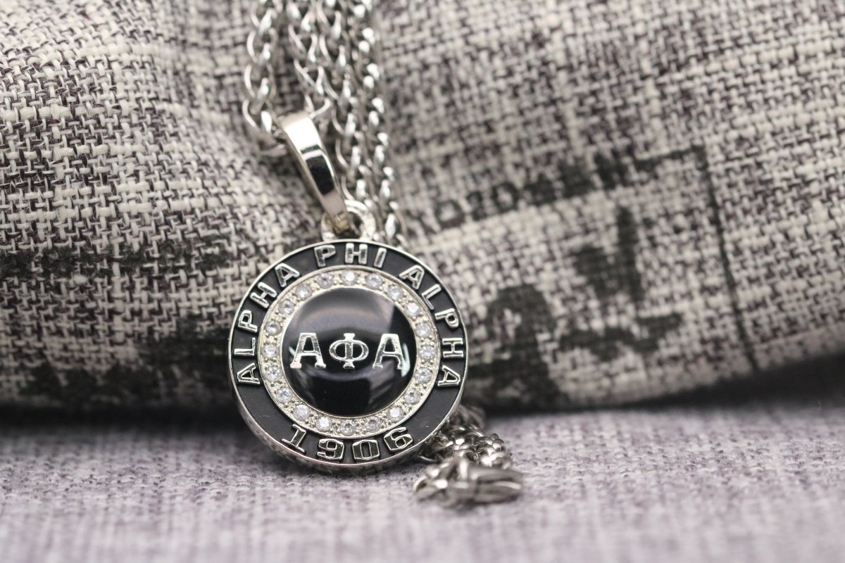 Alpha Phi Alpha Fraternity Pendant Necklace (ΑΦΑ) - Classic Man Series, Silver - fratrings