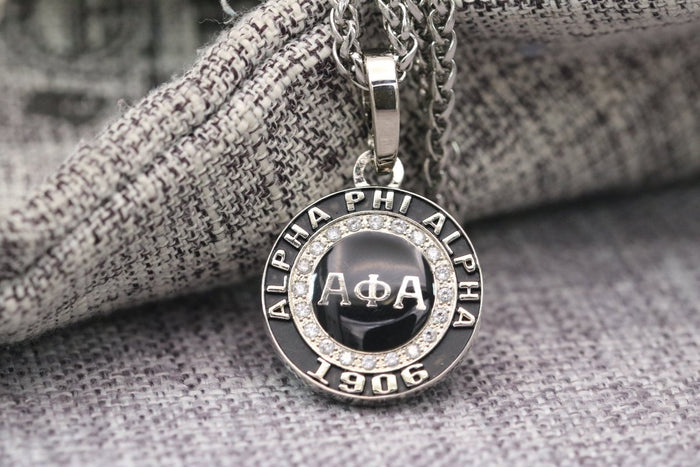 Alpha Phi Alpha Fraternity Pendant Necklace (ΑΦΑ) - Classic Man Series, Silver