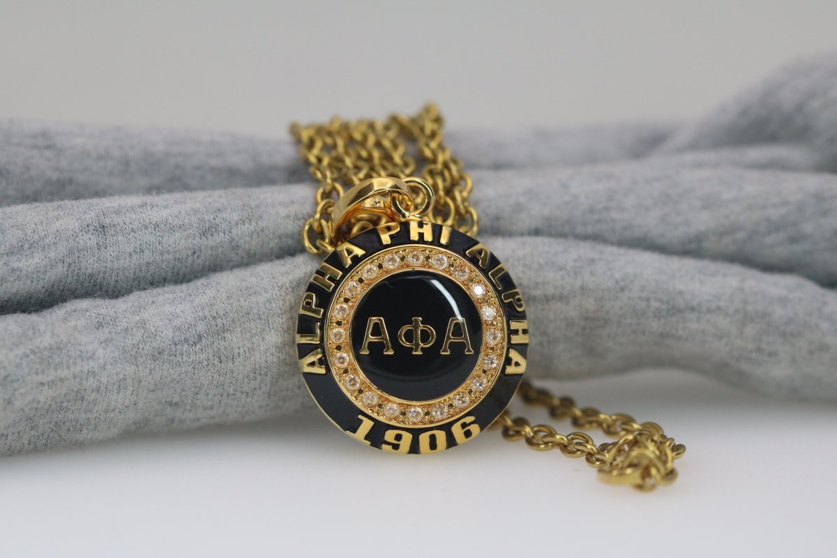 Alpha Phi Alpha Fraternity Pendant Necklace (ΑΦΑ) - Classic Man Series, Yellow Gold