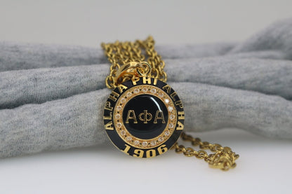 Alpha Phi Alpha Fraternity Pendant Necklace (ΑΦΑ) - Classic Man Series, Yellow Gold - fratrings