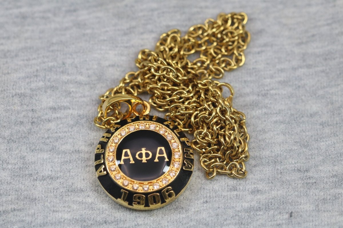 Alpha Phi Alpha Fraternity Pendant Necklace (ΑΦΑ) - Classic Man Series, Yellow Gold - fratrings