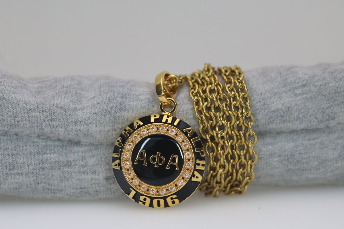 Alpha Phi Alpha Fraternity Pendant Necklace (ΑΦΑ) - Classic Man Series, Yellow Gold - fratrings