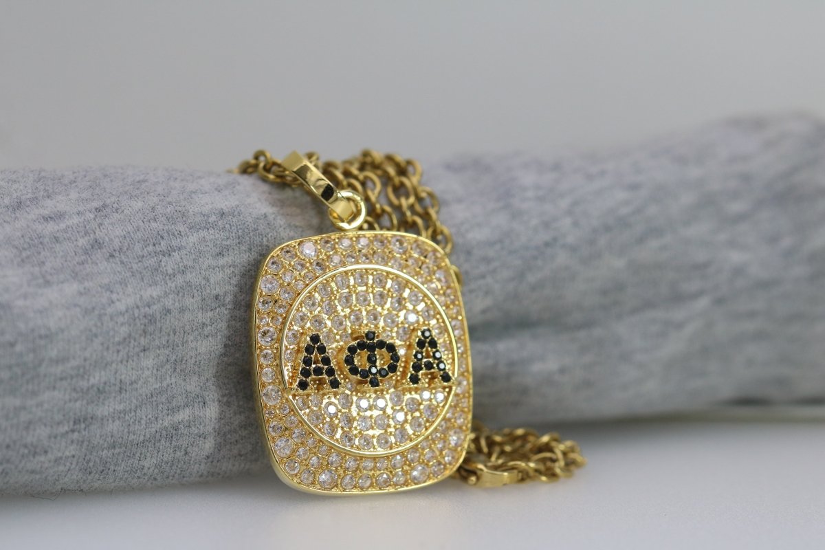 Alpha Phi Alpha Fraternity Pendant Necklace (ΑΦΑ) - Shine Man Series, Gold - fratrings