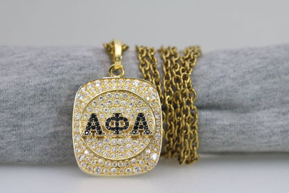 Alpha Phi Alpha Fraternity Pendant Necklace (ΑΦΑ) - Shine Man Series, Gold - fratrings