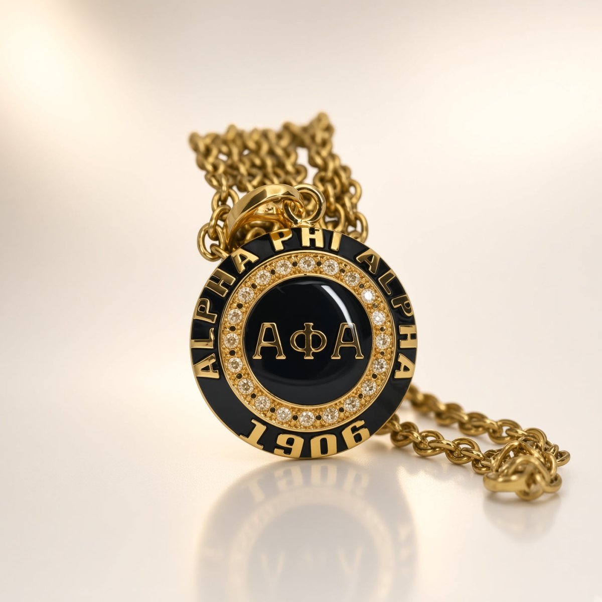 Alpha Phi Alpha Fraternity Pendant Necklace, Gold - fratrings