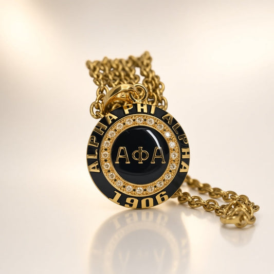 Alpha Phi Alpha Fraternity Pendant Necklace, Gold - fratrings