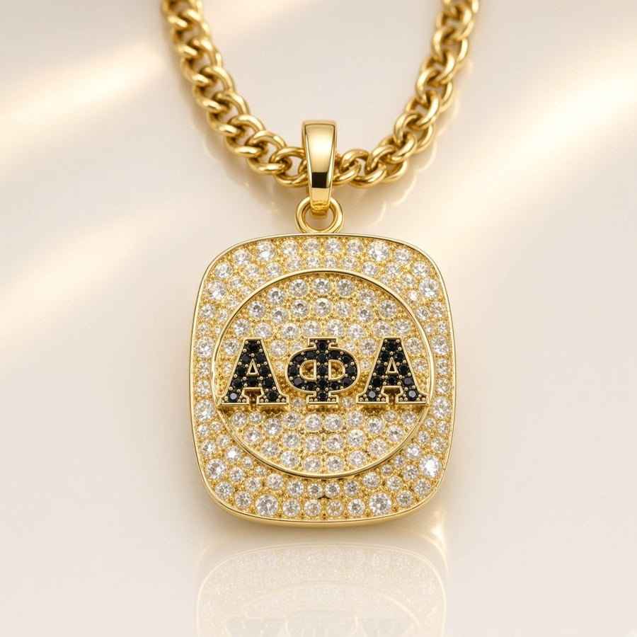 Alpha Phi Alpha Fraternity Pendant Necklace - Shine Man Series, Gold