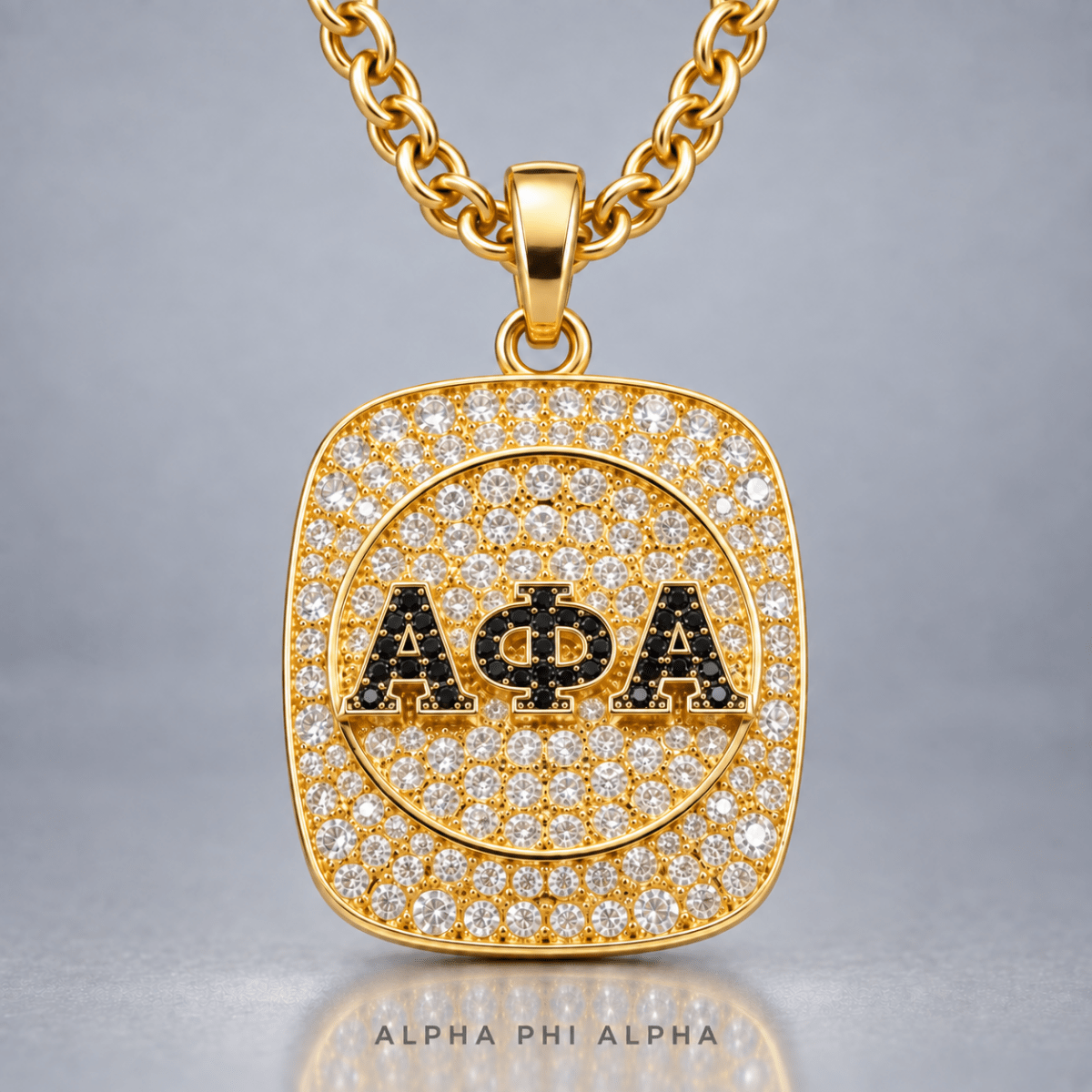 Alpha Phi Alpha Fraternity Pendant Necklace - Shine Man Series, Gold - fratrings