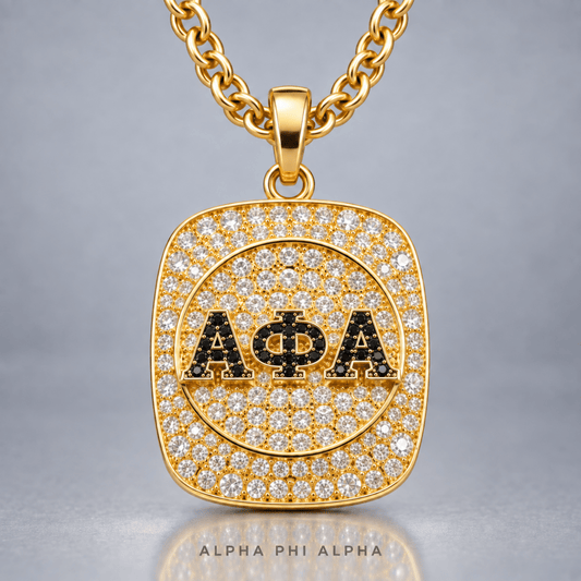 Alpha Phi Alpha Fraternity Pendant Necklace - Shine Man Series, Gold - fratrings
