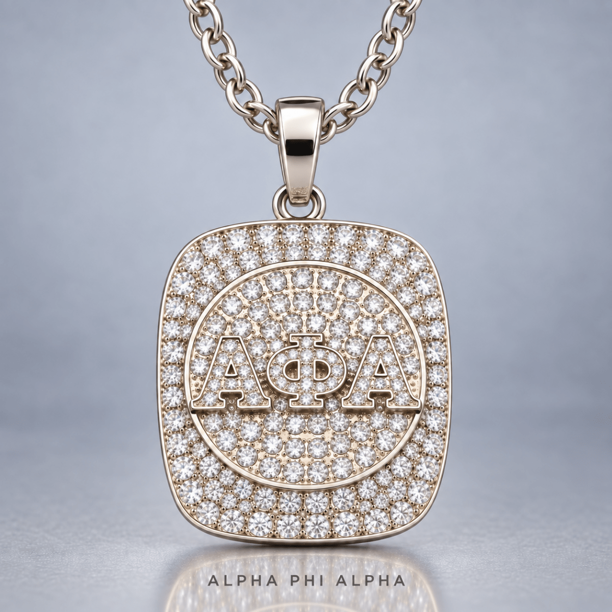 Alpha Phi Alpha Fraternity Pendant Necklace - Shine Man Series, Silver - fratrings