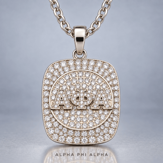 Alpha Phi Alpha Fraternity Pendant Necklace - Shine Man Series, Silver - fratrings