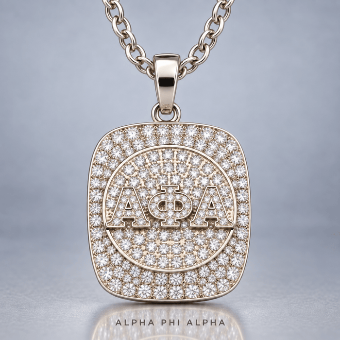 Alpha Phi Alpha Fraternity Pendant Necklace - Shine Man Series, Silver
