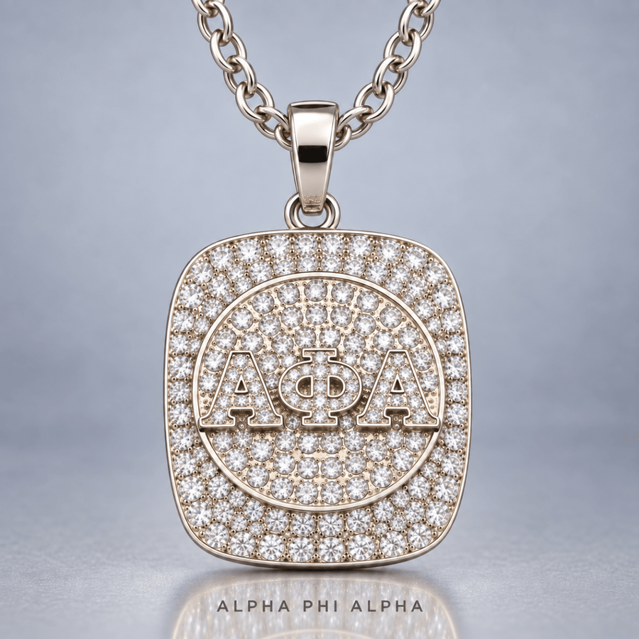 Alpha Phi Alpha Fraternity Pendant Necklace - Shine Man Series, Silver
