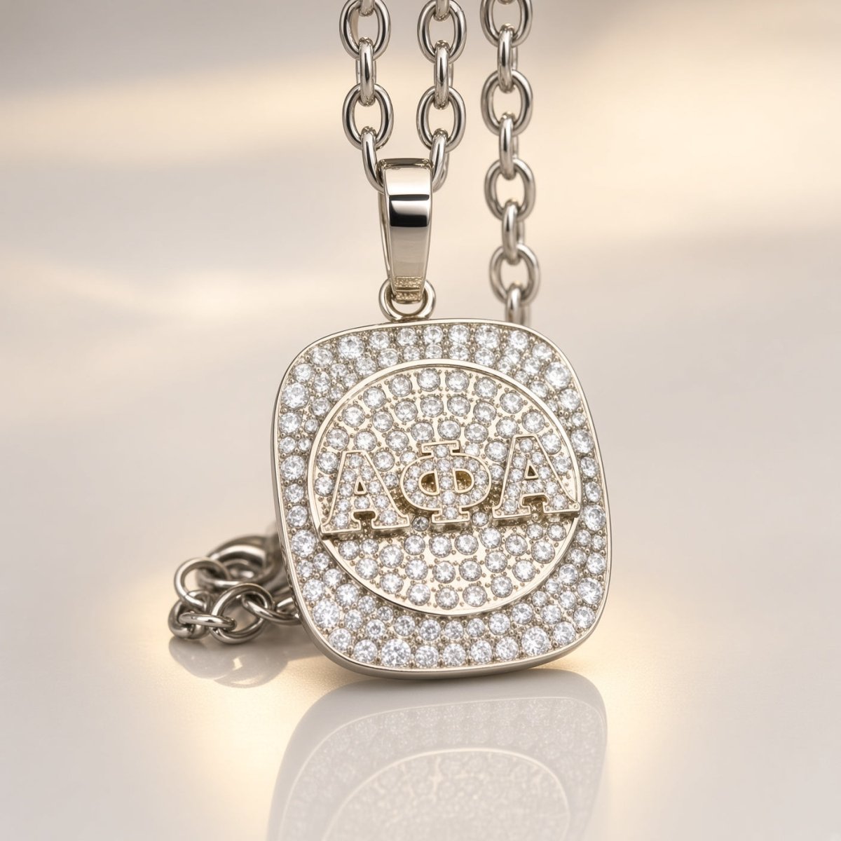 Alpha Phi Alpha Fraternity Pendant Necklace - Shine Man Series, Silver - fratrings