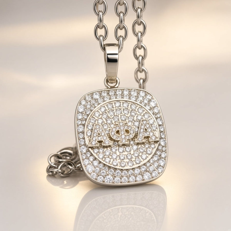 Alpha Phi Alpha Fraternity Pendant Necklace - Shine Man Series, Silver
