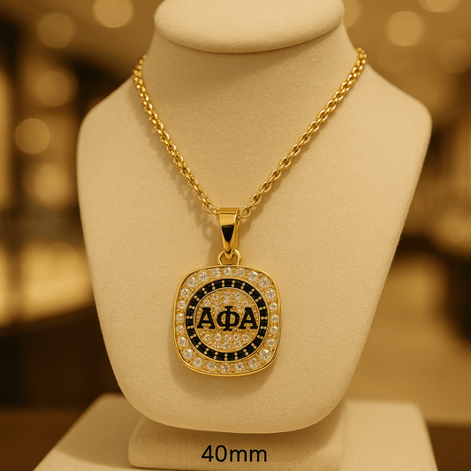 Alpha Phi Alpha Pendant Necklace (ΑΦΑ) - Big Boy Series, Gold - fratrings